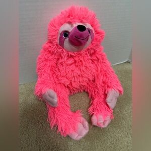 Redemption Plus Fuzzy Bright Pink Sloth Plush 13” Stuffed Animal Toy